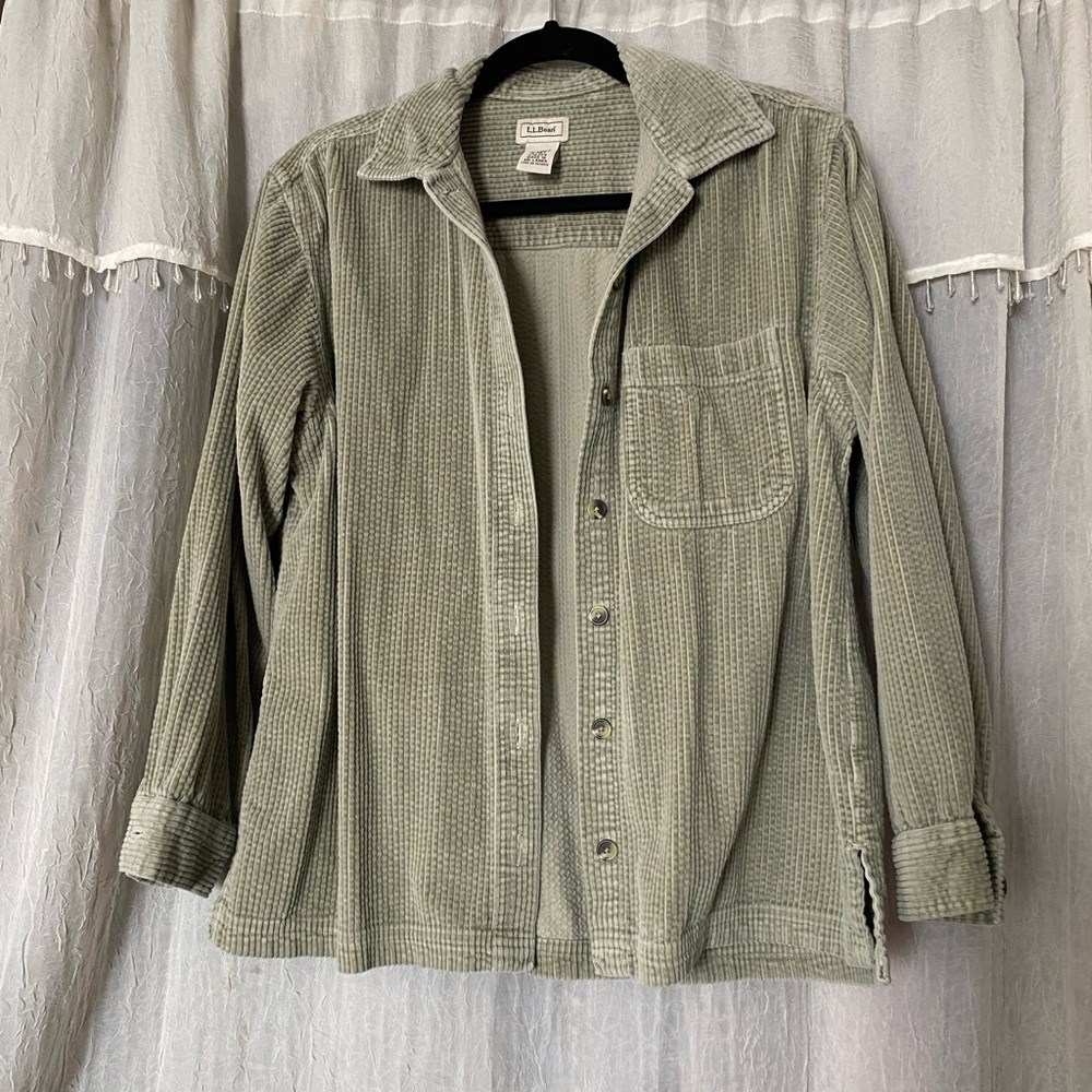 Olive Green Corduroy Button-Up Shirt